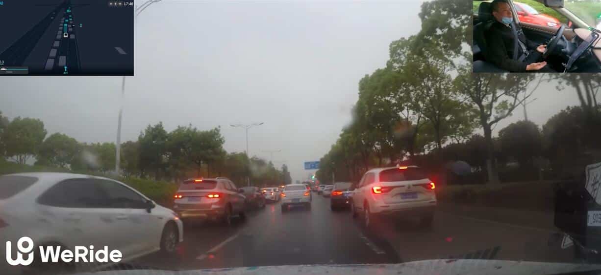 WeRide shows its self-driving capabilities in heavy rain and during rush hour-CnEVPost